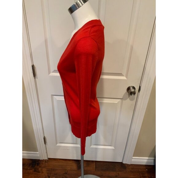 Tory Burch Red Thin Knit Gold Button Cardigan, Size Small - Picture 4 of 6